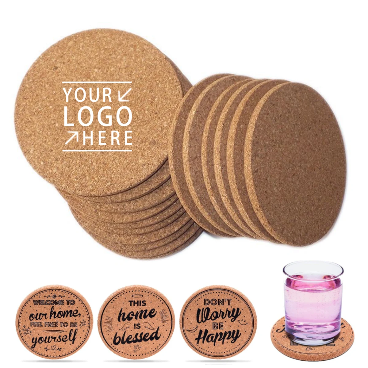 Absorbent Round Cork Coasters 1