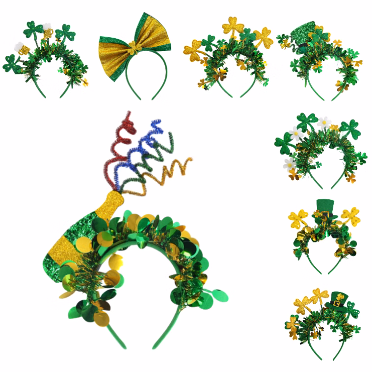 Festive Shamrock Headbands for Irish Events & Parties - Customizable Colors & Styles