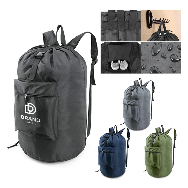 Custom Large Capacity Travel Camp Drawstring Laundry Bag 1