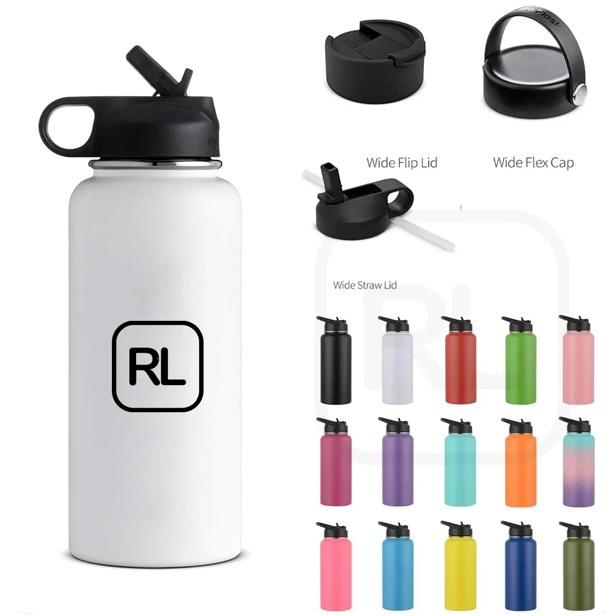 32 oz Stainless Steel Water Bottles with Straw Lid, custom water bottle with logo imprint 1