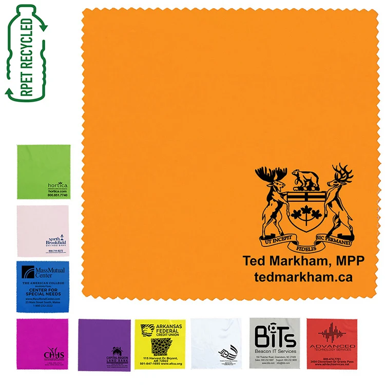 "ONECLEANSCREEN" 6" X 6" 100% Microfiber Recycled RPET Polyester Cleaning Cloth & Screen Cleaner 1