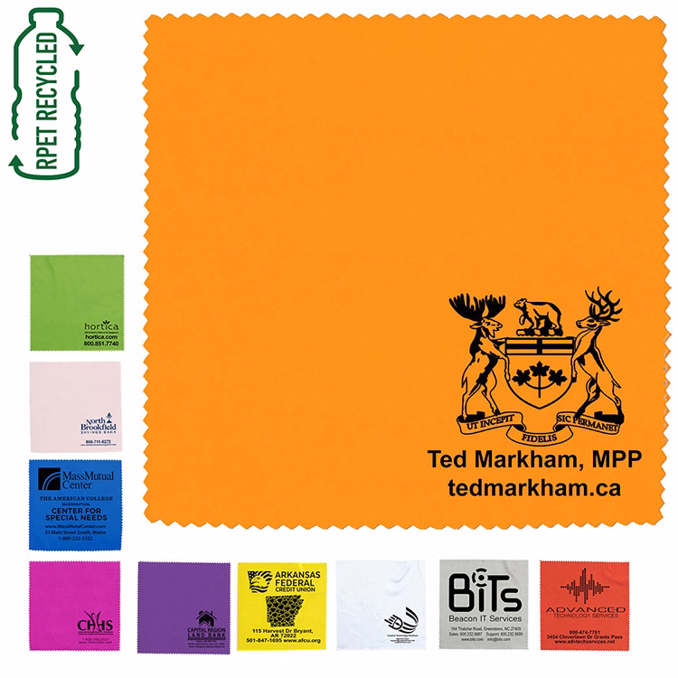 "ONECLEANSCREEN" 6" X 6" 100% Microfiber Recycled RPET Polyester Cleaning Cloth & Screen Cleaner