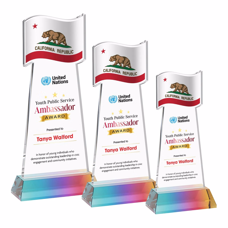 Flag VividPrint™ Award on Hartford Base - Prismatic