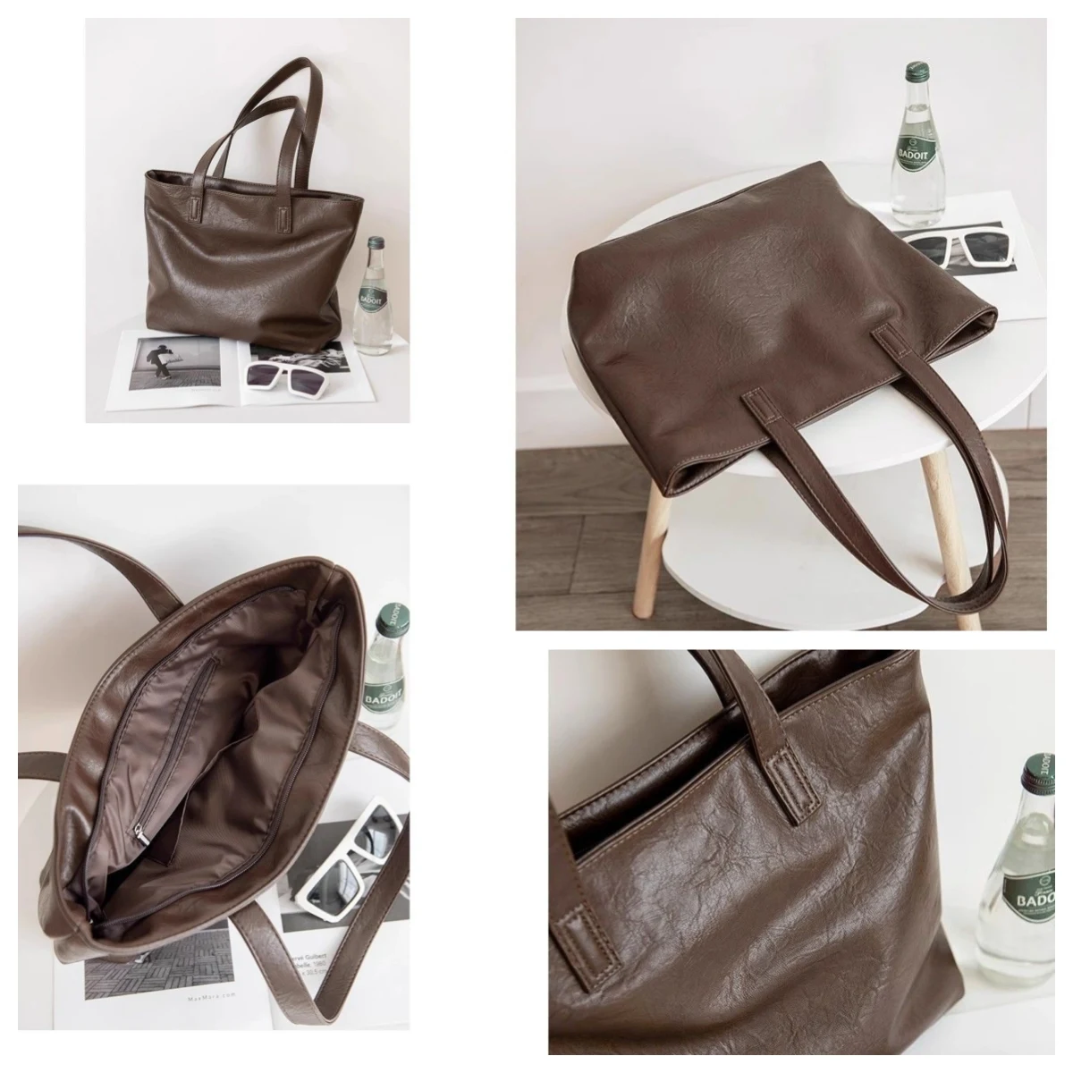 Leather Tote Bags Large Handbag, custom tote bag with logo imprint 1