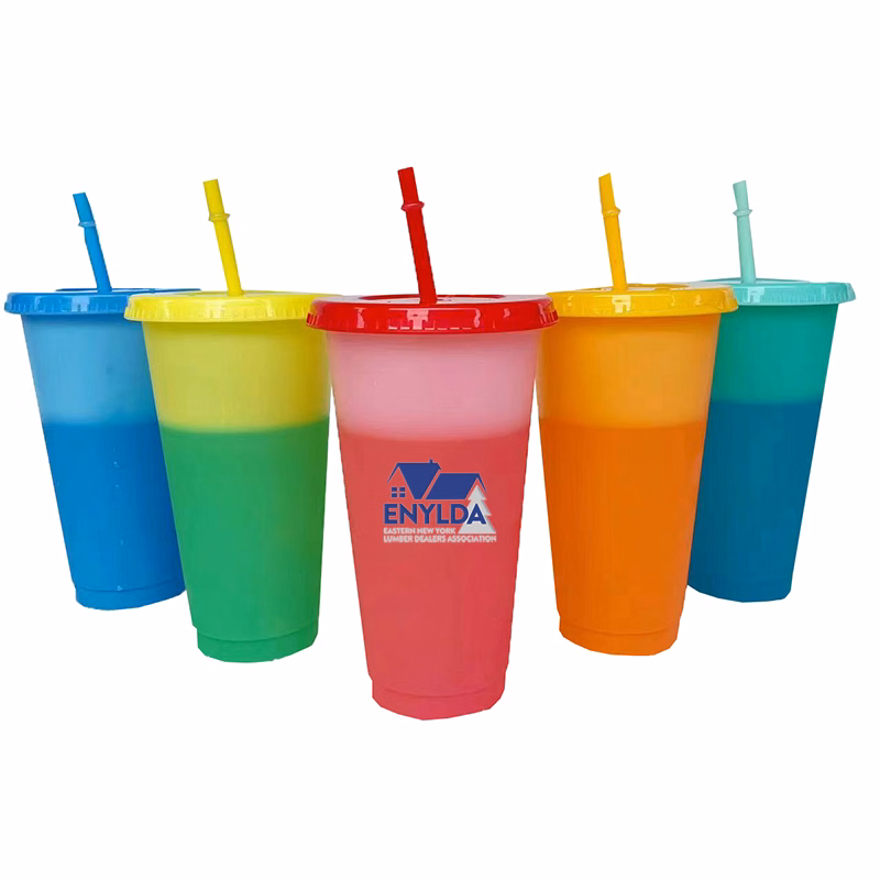 24 oz Color Changing Cup With Lid And Straw