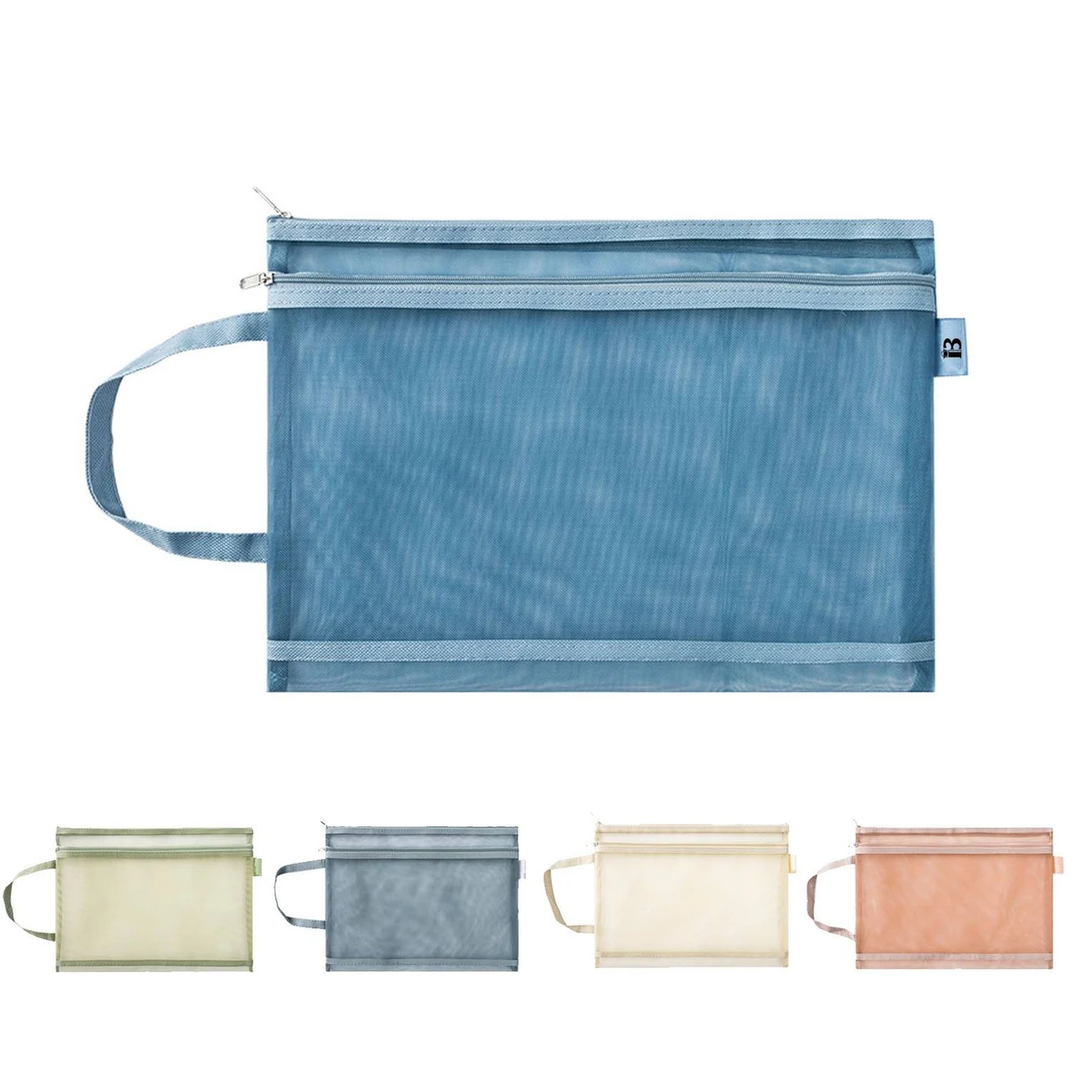 Large Durable Portable Zipper Nylon Mesh Pencil Case 1