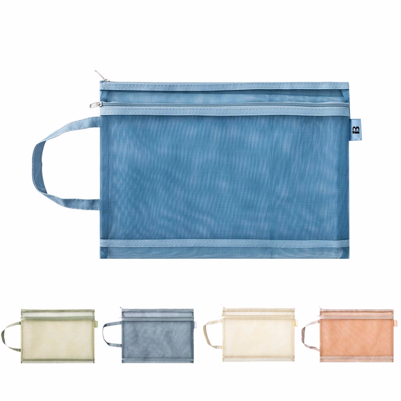 Large Durable Portable Zipper Nylon Mesh Pencil Case