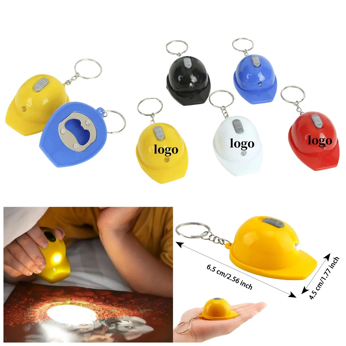 Mini Construction Hat Flashlight Keychain Safety Helmet 1