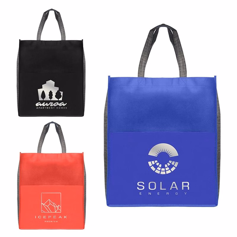 Rome- Non-Woven Tote Bag with 210D Pocket - Metallic imprint