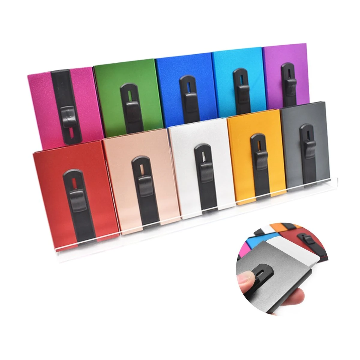 Automatic Pop?Up Aluminum RFID Blocking Credit Card Holder 1