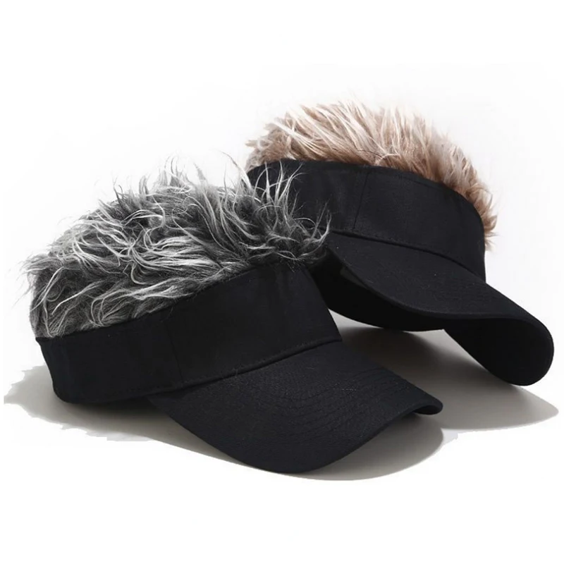 Fancy Street Fake Hair Baseball Cap Adjustable Visor Sun Cap Mens Fashion Wig Cap 1