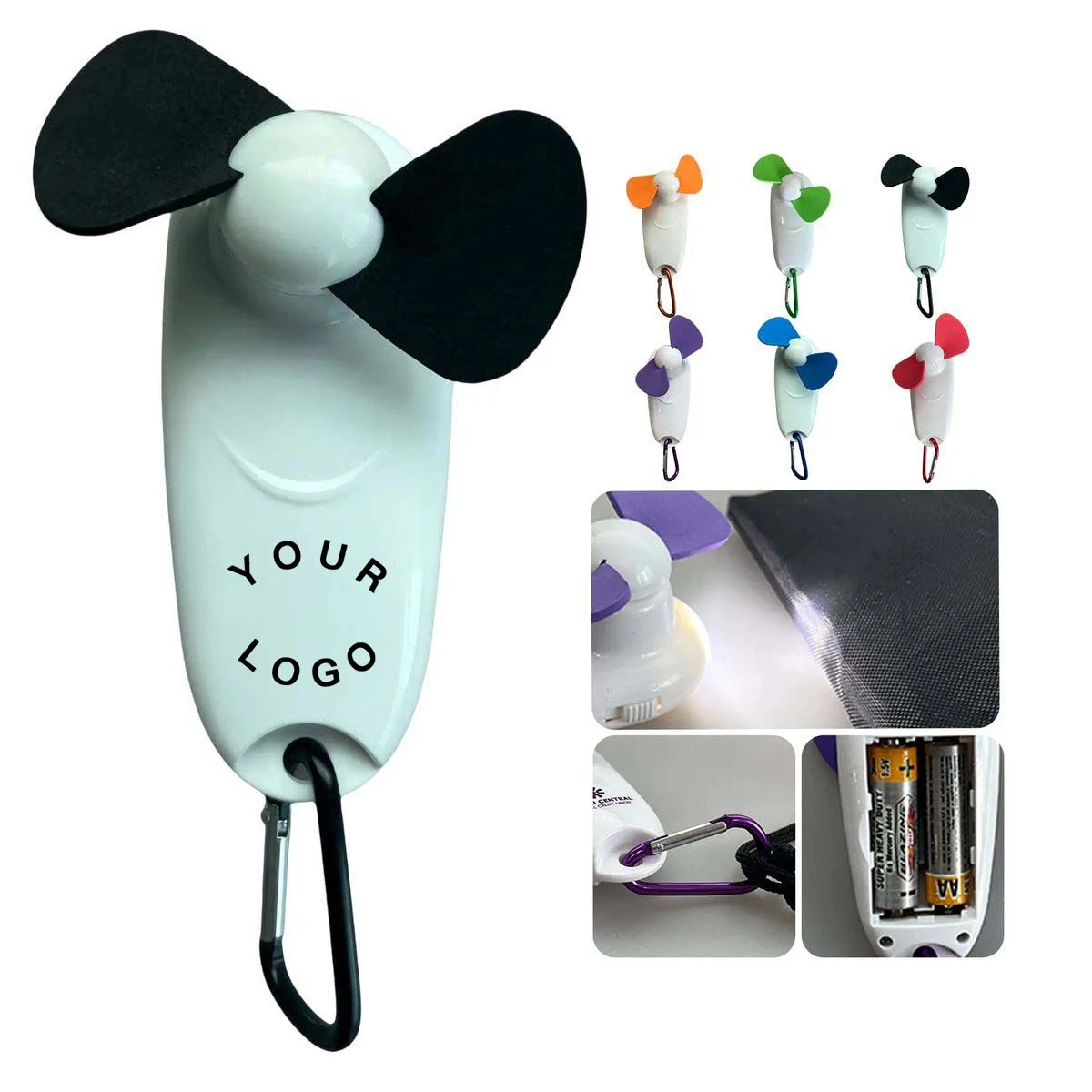 Mini Portable Fan with LED Flashlight and Hook 1