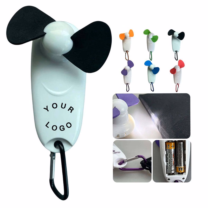 Mini Portable Fan with LED Flashlight and Hook