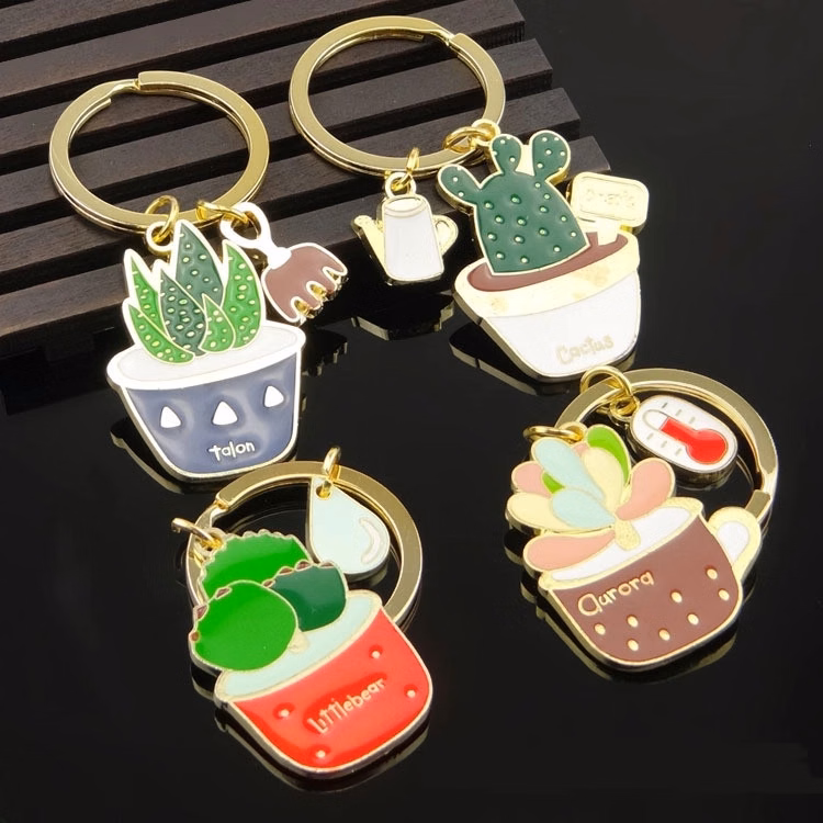 Succulent plant keychain