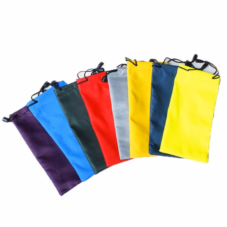 Microfiber sunglass drawstring pouch with locking toggle