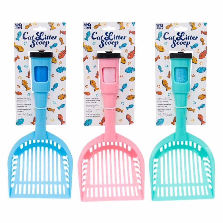Cat Litter Scoops with Waste Bag Dispensers - Assorted Colors