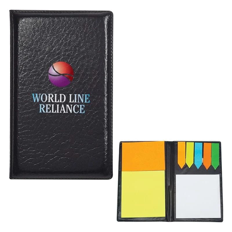 Leather Look Padfolio With Sticky Notes & Flags 1