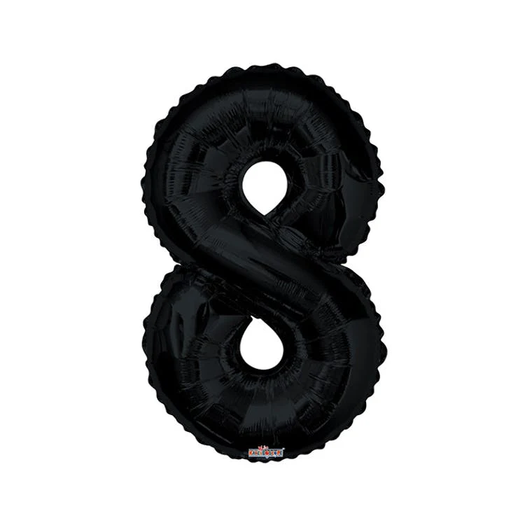 Mylar Number 8 Balloons - Black 8" 1