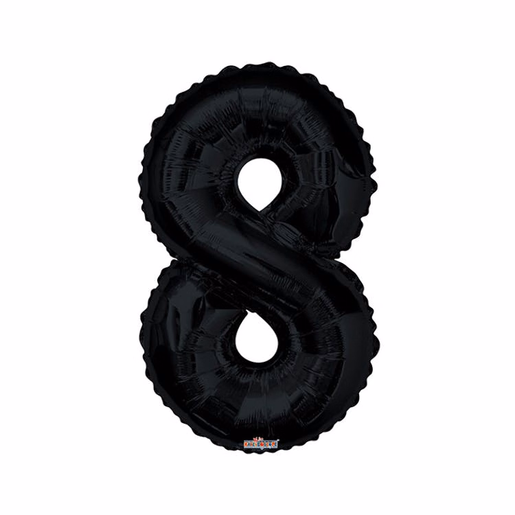 Mylar Number 8 Balloons - Black 8"