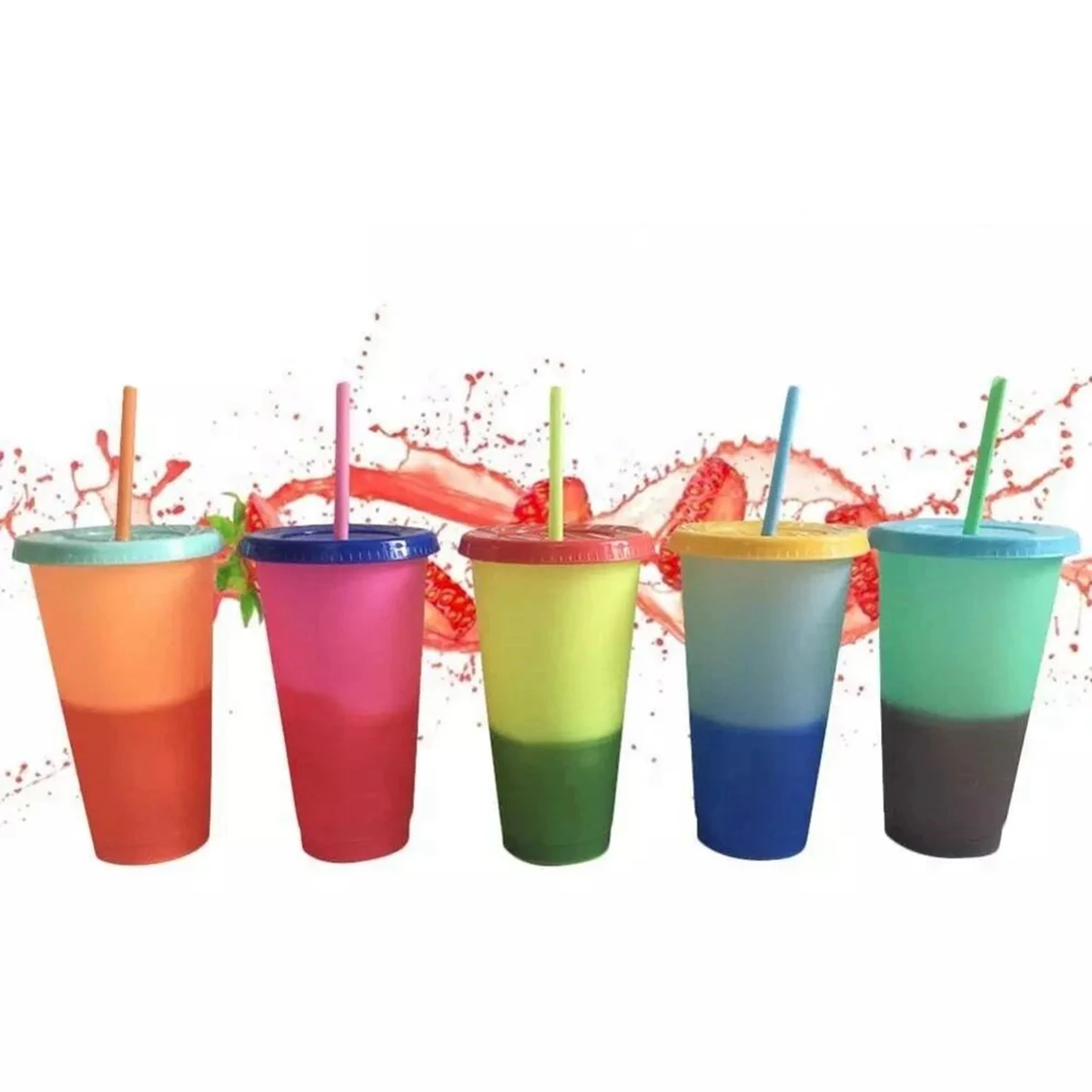 24 oz BPA Free Cold Water Color Changing Cup with Straw 1