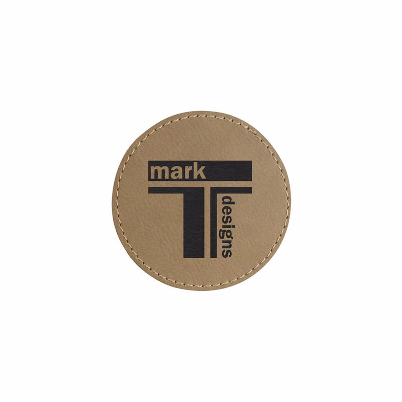 3" Light Brown Leatherette Round Patch with Adhesive