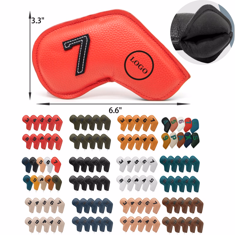 Durable 10 PCS Leather Golf Club Cover Set