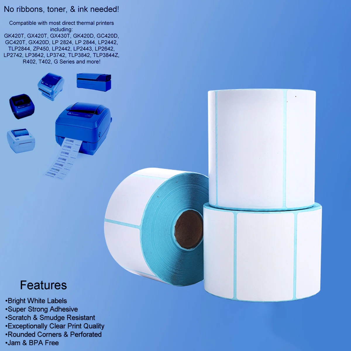 3 1/8" x 1 15/16" x 500 sheets Direct Thermal Labels 1