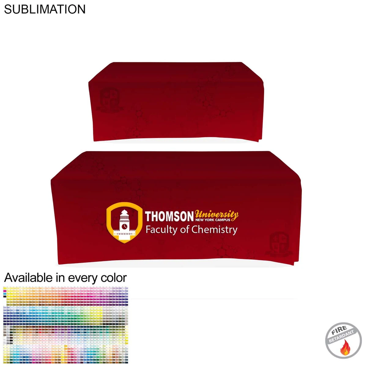 Faculty Table Cloth for 6' table, Drape style, 4 sided, Closed Back, Have different Faculty names 1