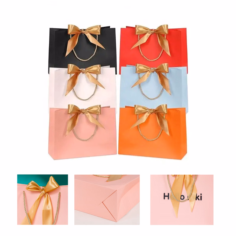 Thank You Gift Bags with Bow Ribbon