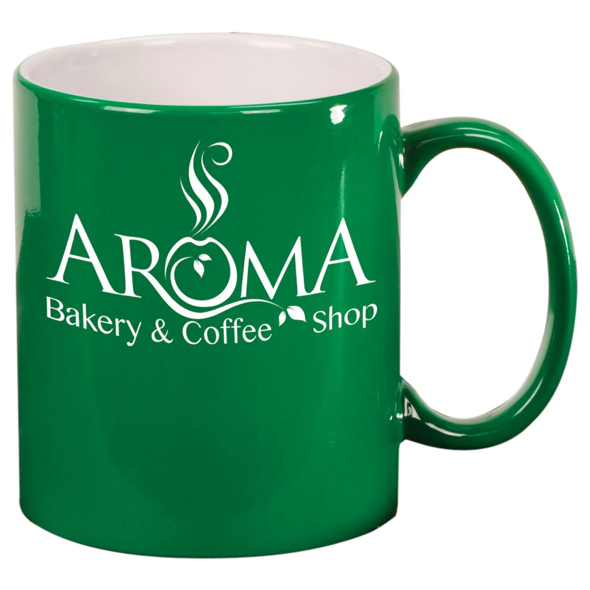 11 Oz. Green Ceramic Round LazerMug 1