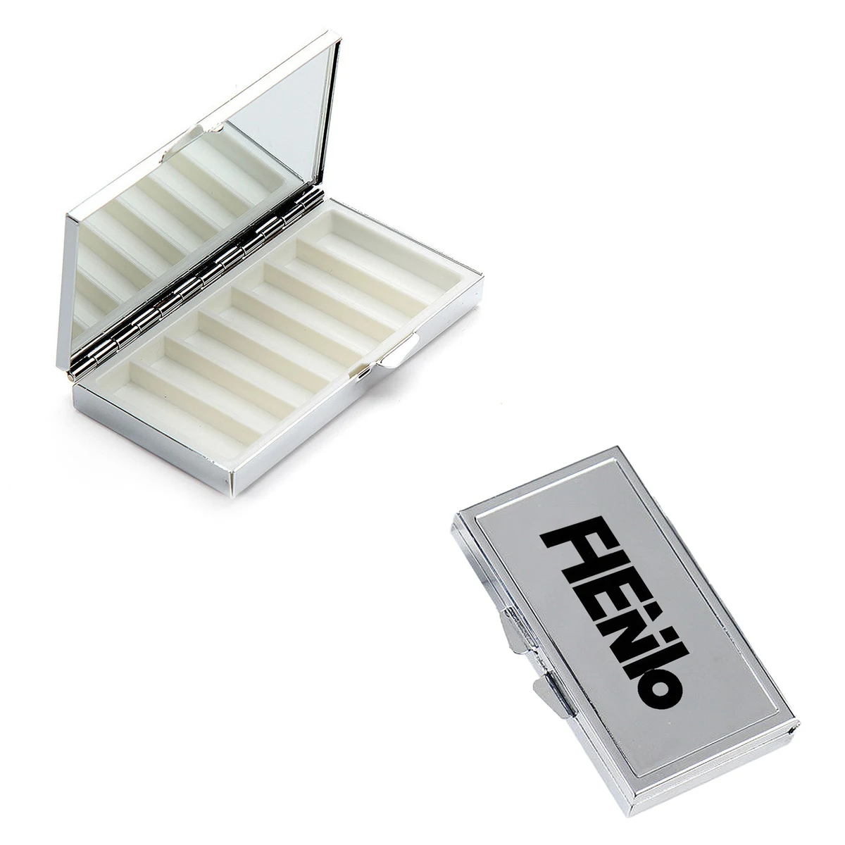 7-Slot Portable Metal Pill Box w/Mirror 1