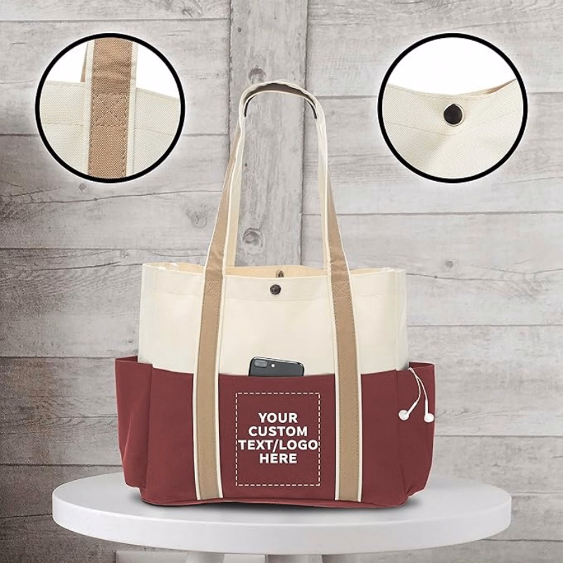 Custom Dual Color Shoulder Tote Bags