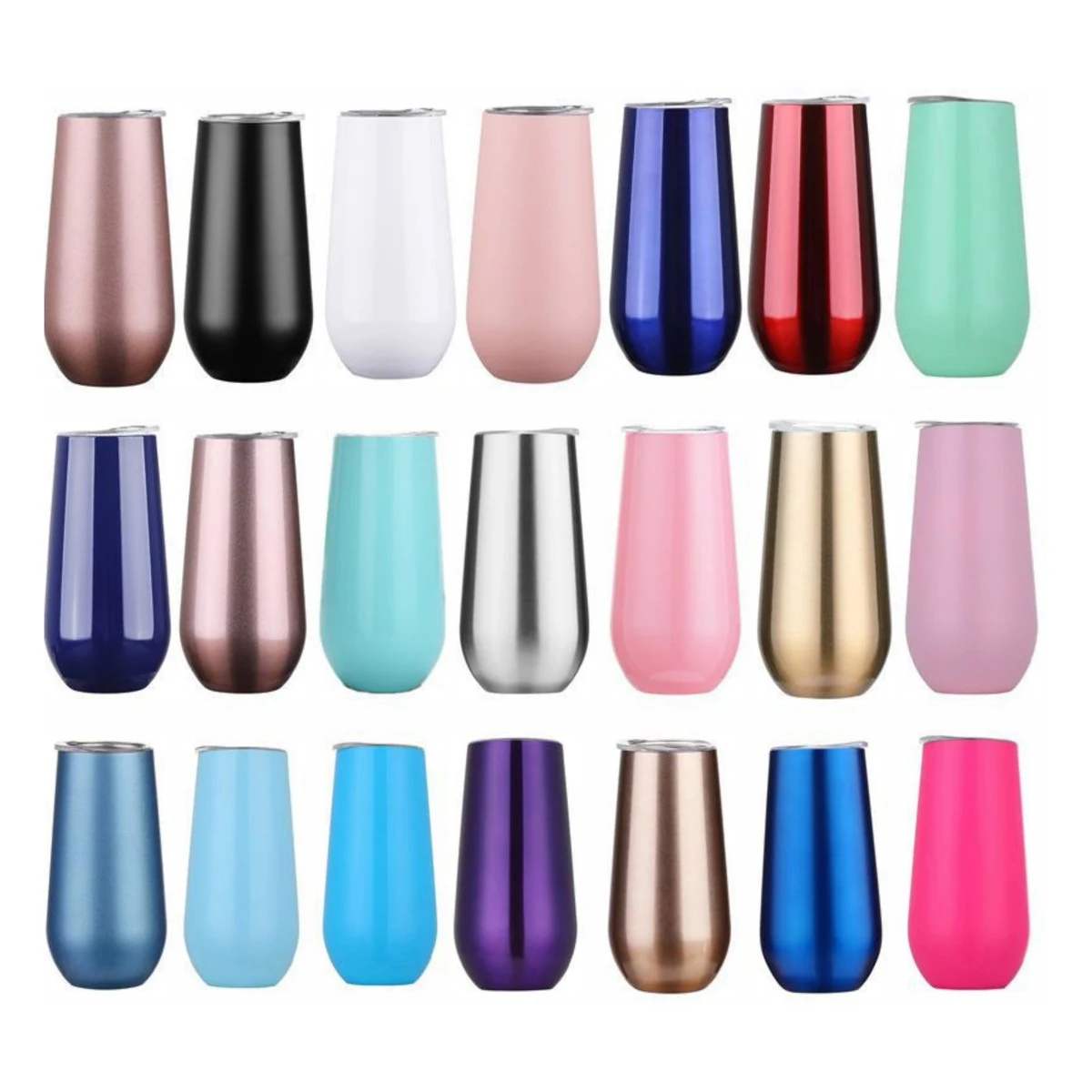 6oz Stemless Double Insulated Champagne Flute Tumbler With Lid 1