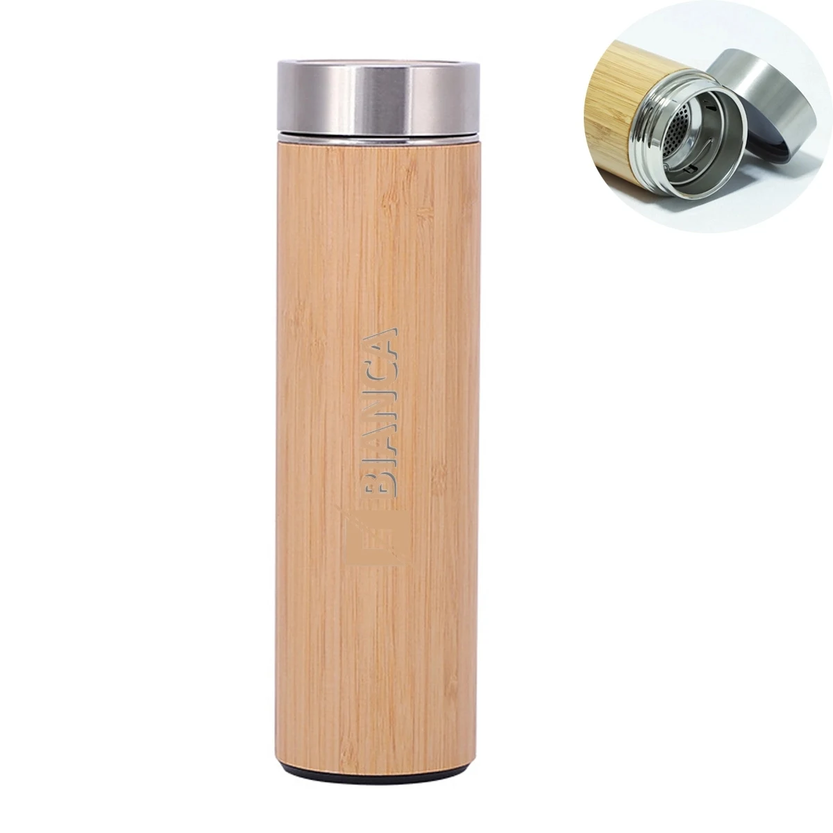 Bamboo Thermos With Tea Infuser & Strainer 1