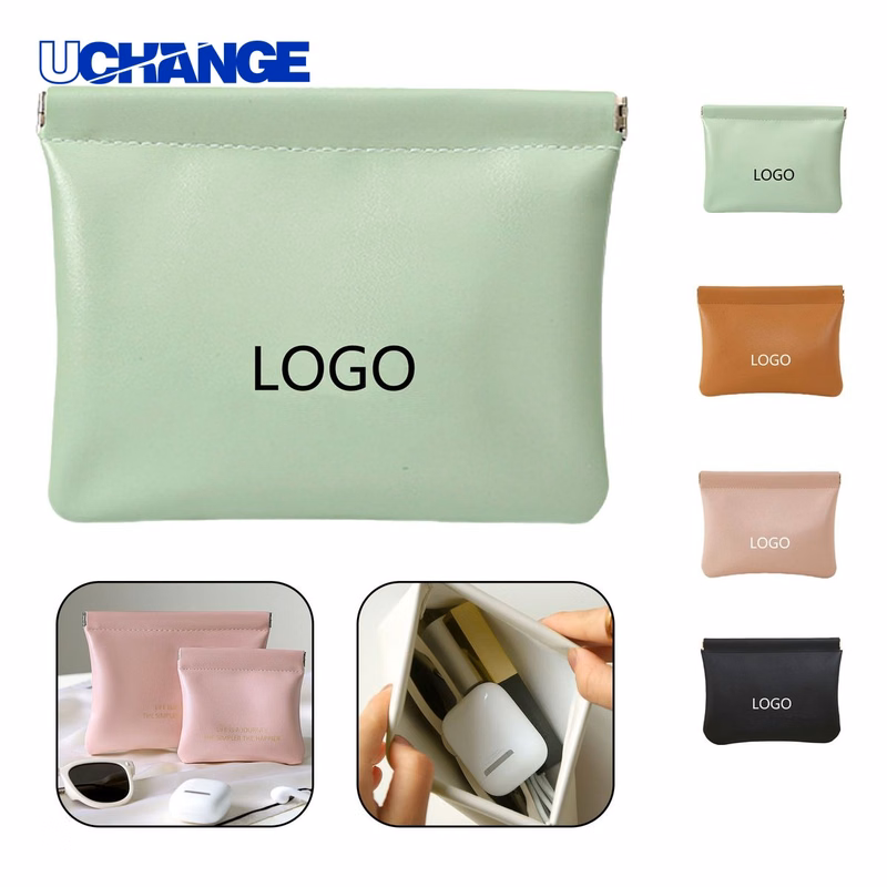 Automatic Closure PU Leather Coin Storage Pouch