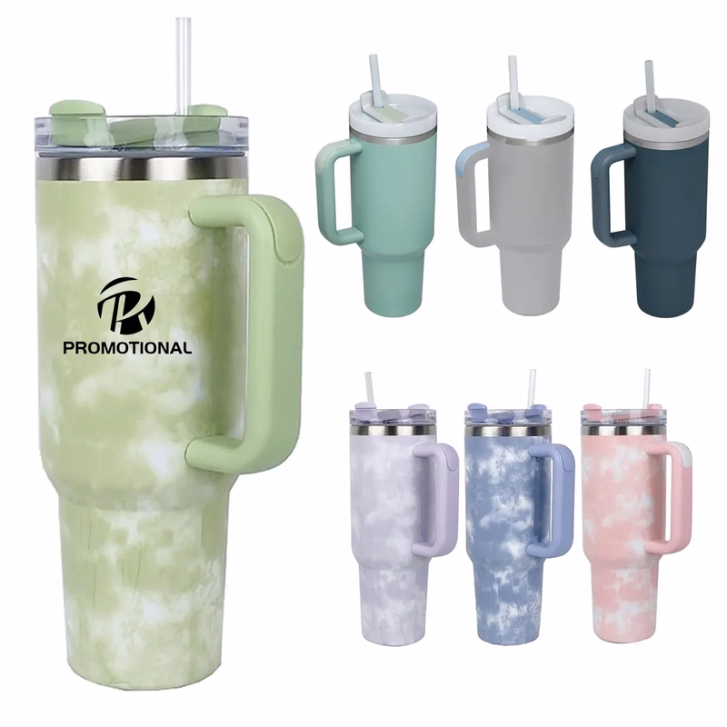 40oz Custom Travel Tumbler with Handle and Straw