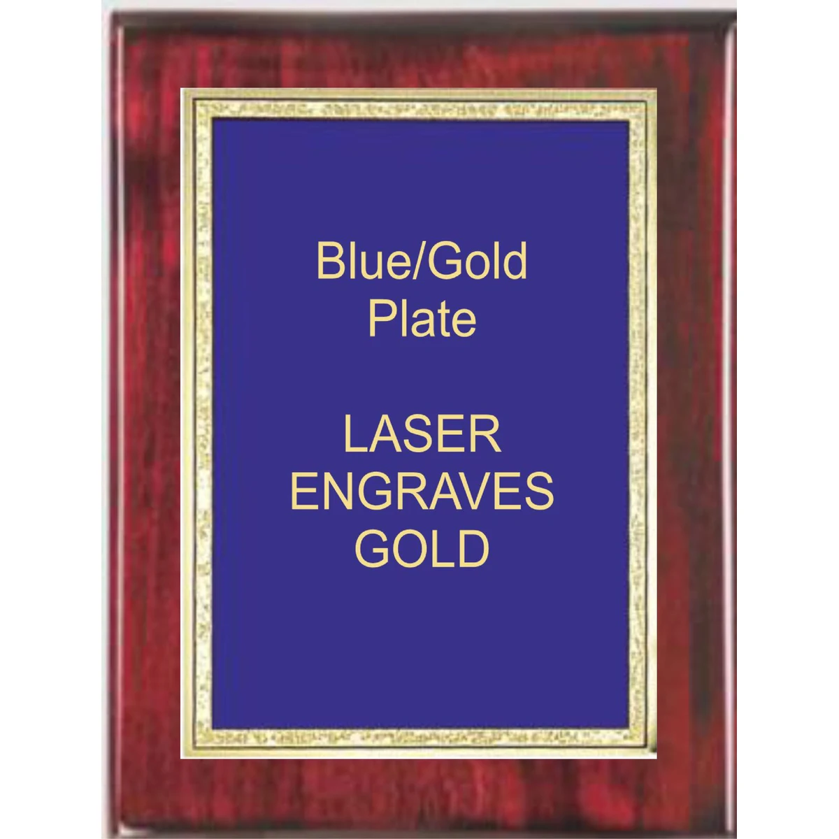 7-1/4" x 9-1/4" Rosewood Piano Finish Standing Plaque with a Blue Florentine Plate 1