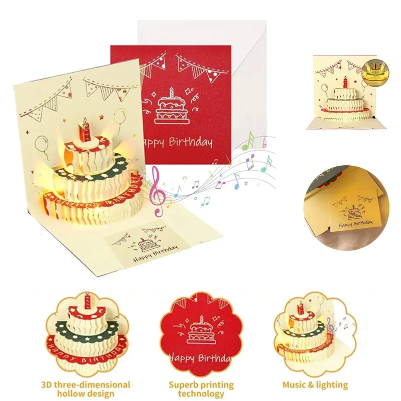 3D Pop Up Cake Music Birthday Card 1
