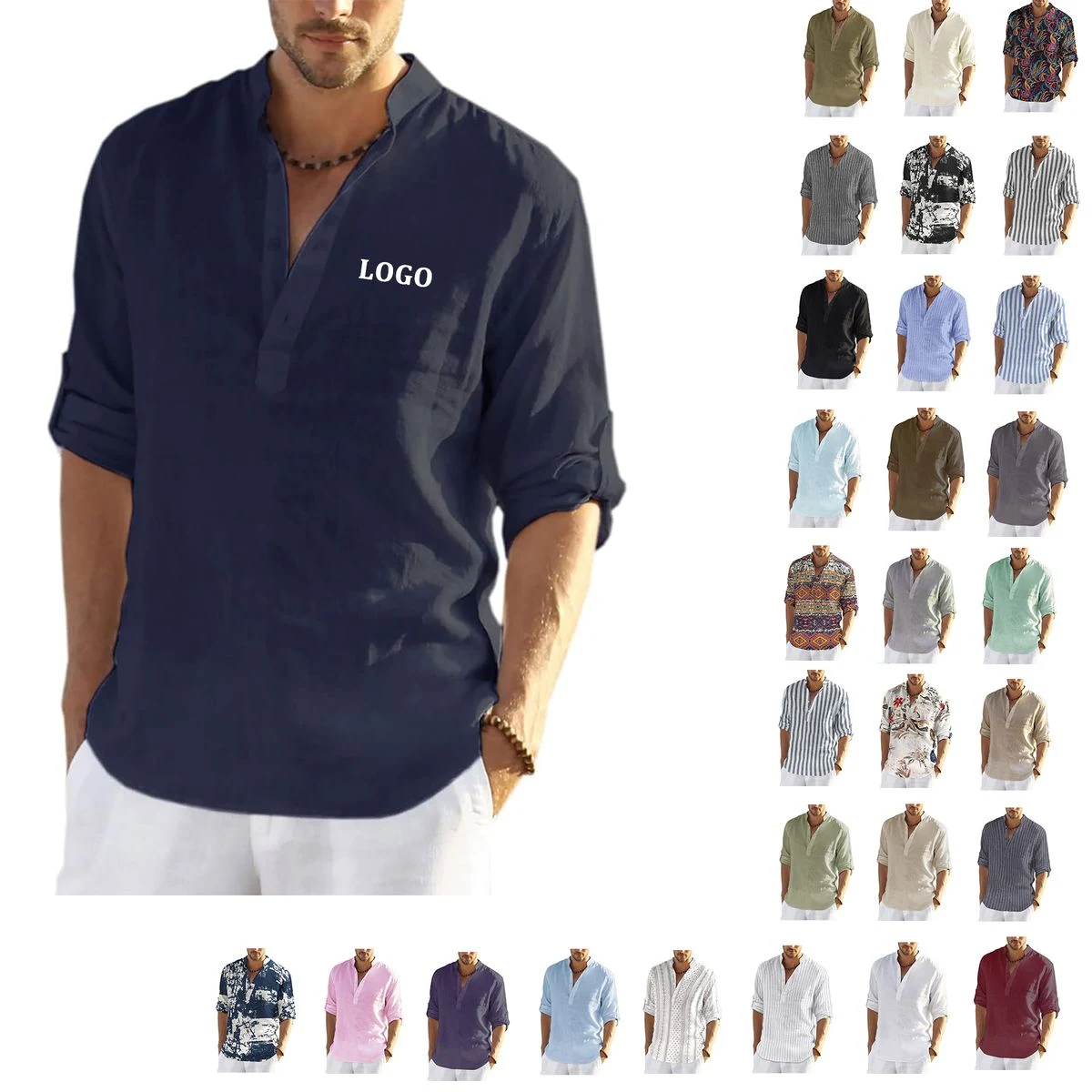 Casual Henley Collar Shirt 1