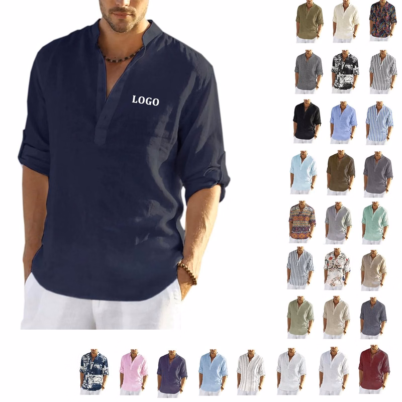 Casual Henley Collar Shirt
