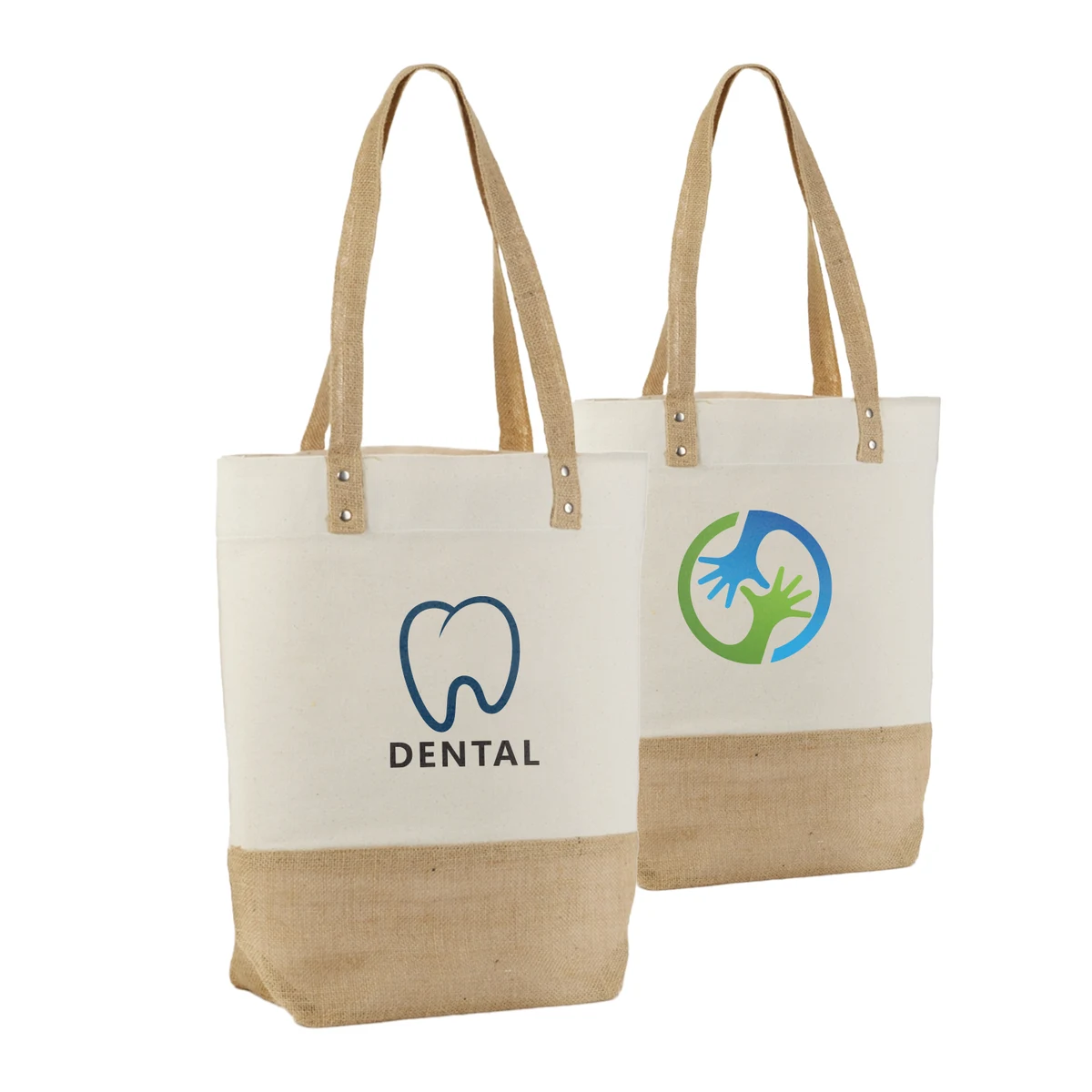 Canvas & Jute Tote with Sturdy Design, custom tote bag with logo imprint 1