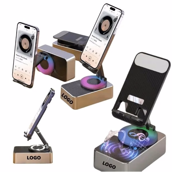 LED Phone Holder with Wireless Bluetooth Speaker Stand