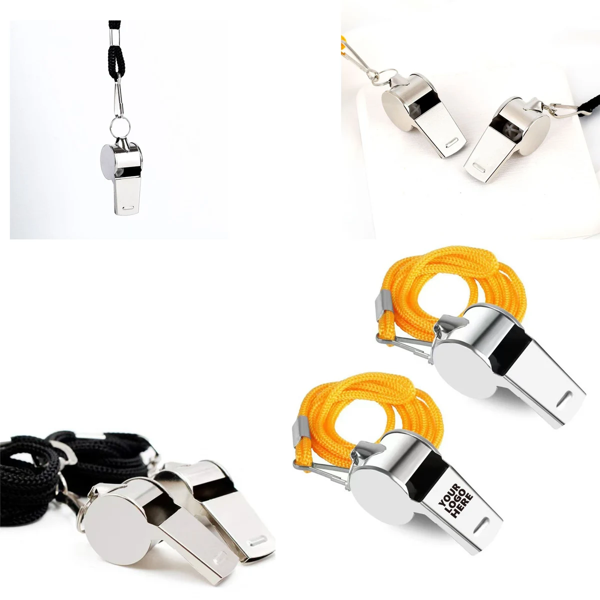 MOQ50 Metal Sports Whistle With Lanyard 1