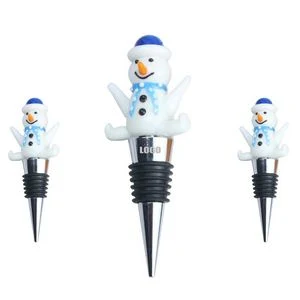 Happy Snowman Design Alloy Wine Cork Bottle Stopper 1