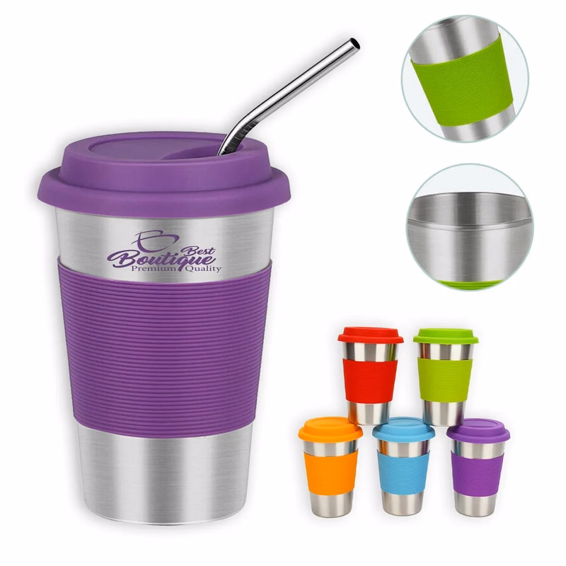 17 Oz. Stainless Steel Tumbler With Straw Cup Silicone Lid
