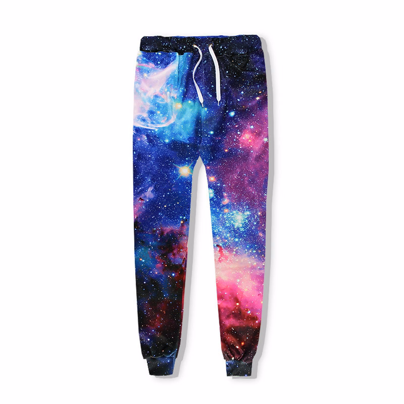 Men Drawstring Colorful Starry Sky Pattern Pants