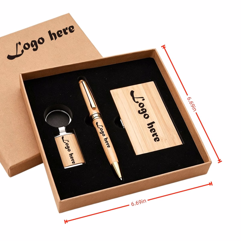 Natural Bamboo Office Accessory Gift Set