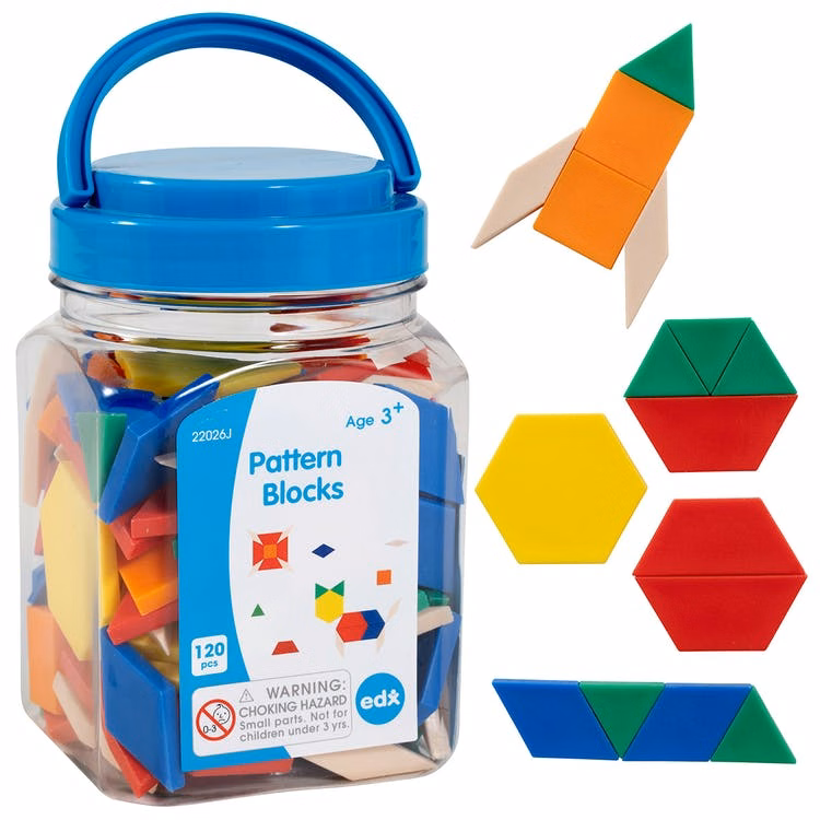 Pattern Blocks - 120 Pieces Assorted Colors