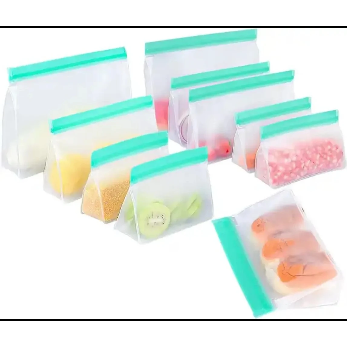 Reusable PEVA Sandwich Snacks Ziplock Storage Bags 1