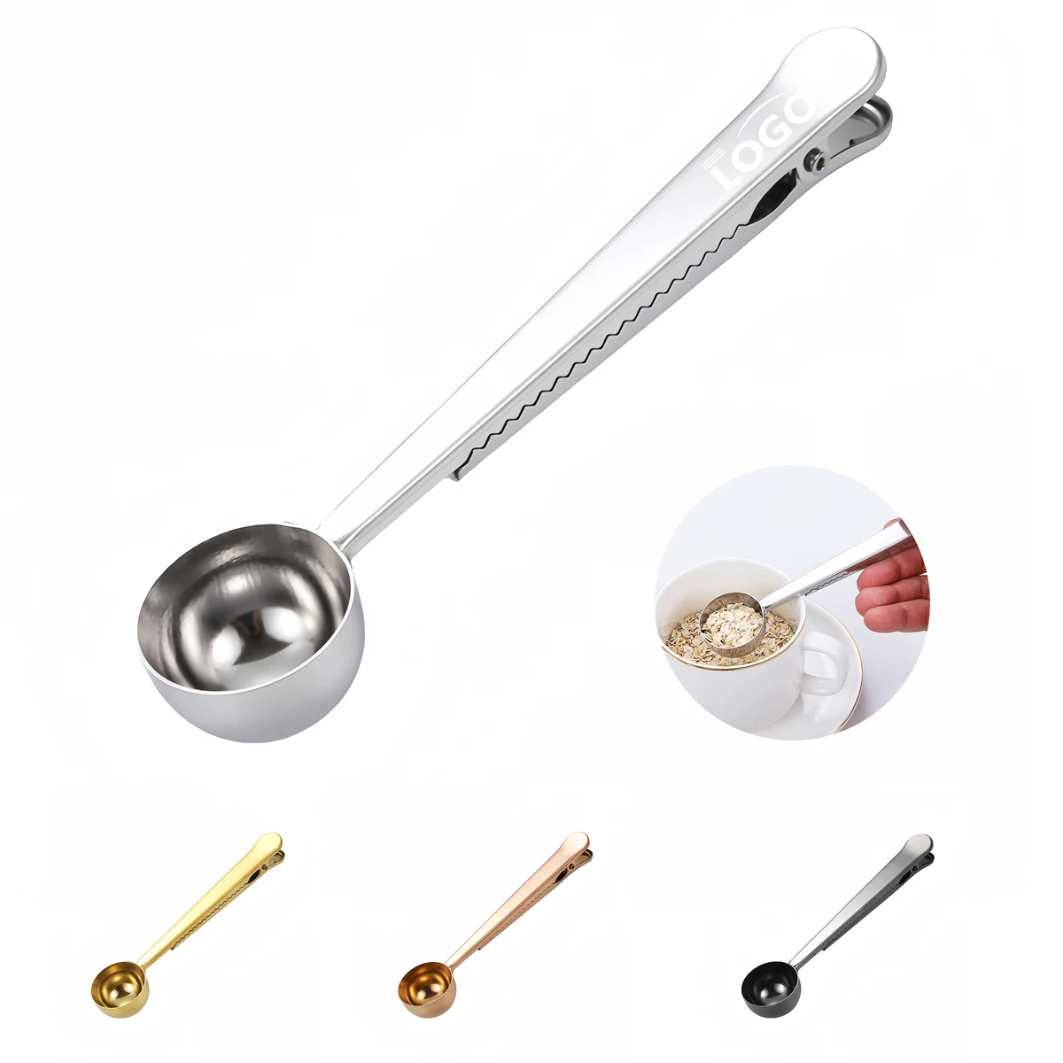 Stainless Steel Coffee Scoop with Bag Sealing Clip 1